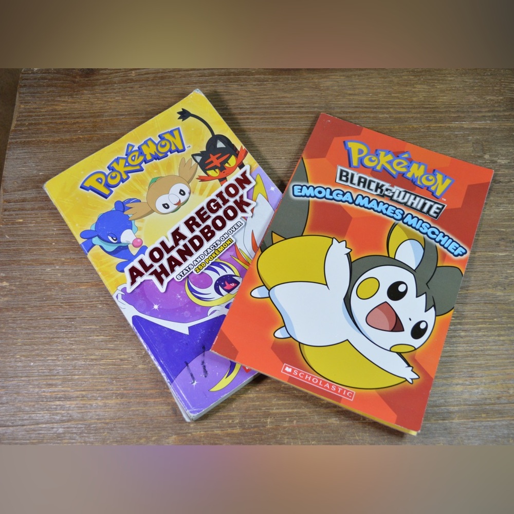 Pokemon Paperback Book Lot of 2 Alola Region Handbook Reading Scholastic Black